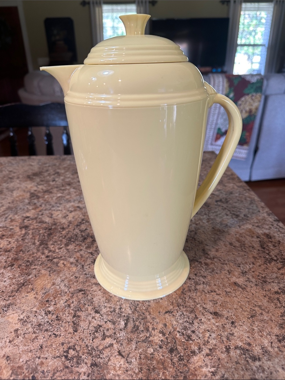 Vintage Fiesta Yellow Insulated Plastic Coffee Pot Carafe with Lid